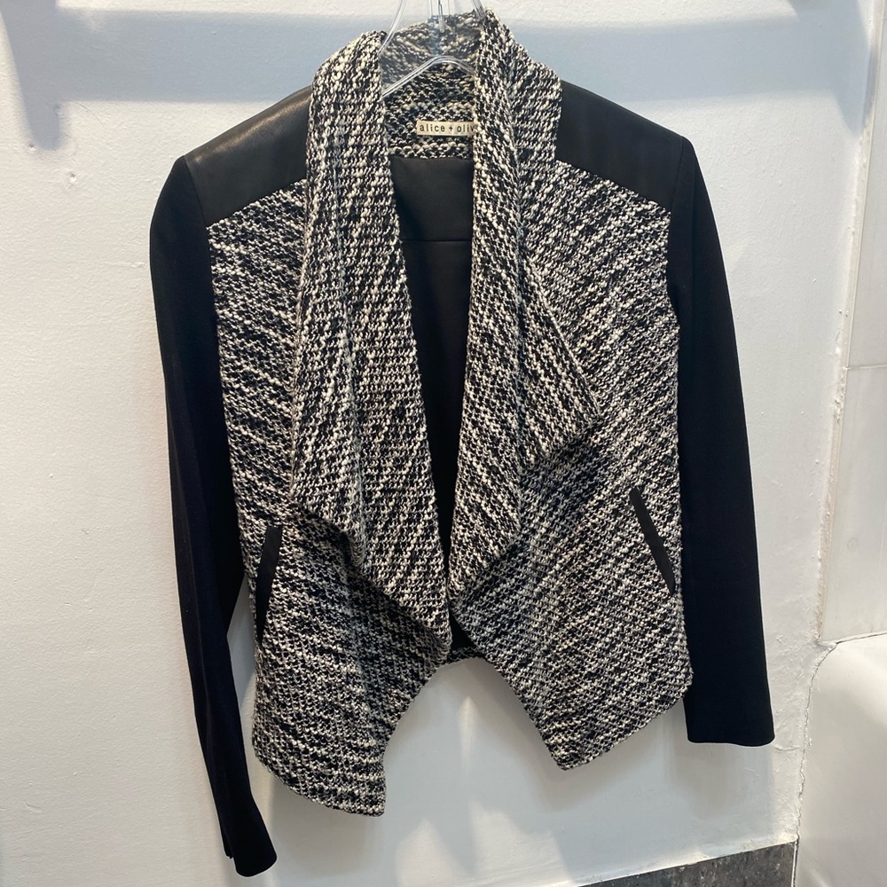 a+o tweed leather combo jacket